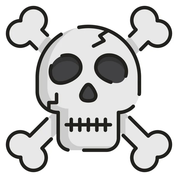 Hueso Peligro Icono Muerto Estilo Contorno Lleno — Vector de stock