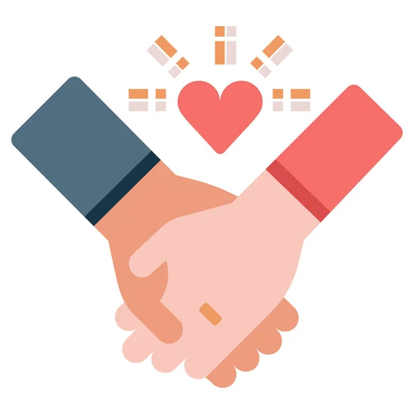 Couple Hands Holding Icon Flat Style — Stock Vector