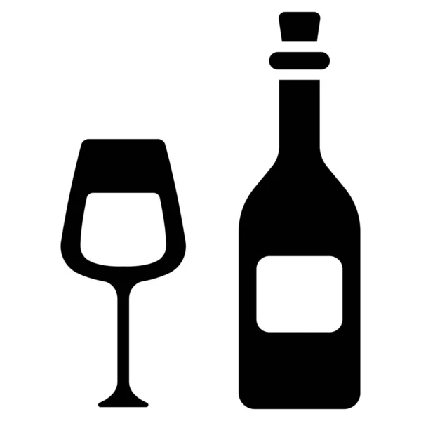 Алкогольне Святкування Значок Шампанського Суцільному Стилі — стоковий вектор