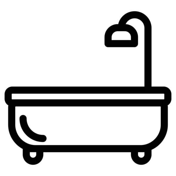 Fürdőszoba Kád Bútorok Ikon Vázlatos Stílusban — Stock Vector