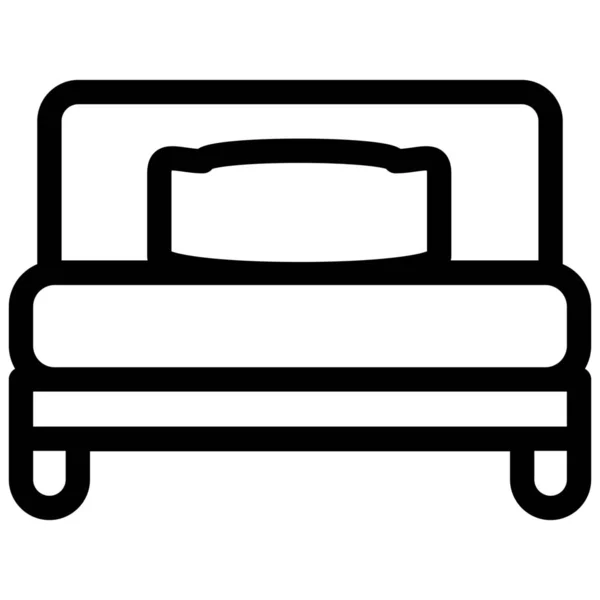 Κρεβάτι Υπνοδωμάτιο Έπιπλα Εικονίδιο Στυλ Περίγραμμα — Διανυσματικό Αρχείο
