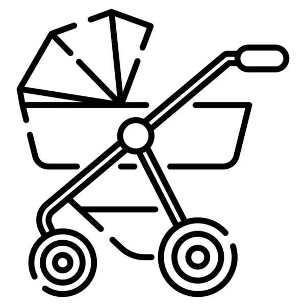 Bébé Chariot Icône Enfant Dans Style Outline — Image vectorielle