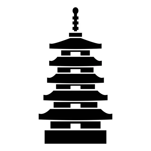 Buddyjski Świątynia Historyczny Punkt Orientacyjny Japoński Pagoda Ikona Solidnym Stylu — Wektor stockowy
