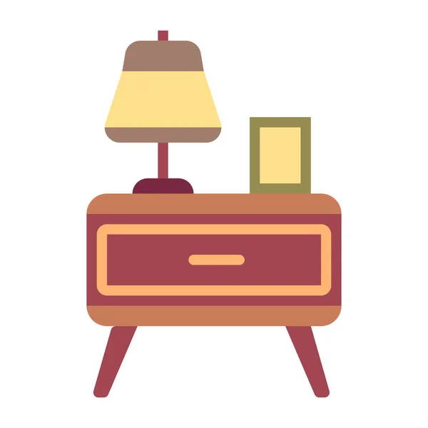 Bedroom Bedside Cabinet Icon Flat Style — Stock Vector