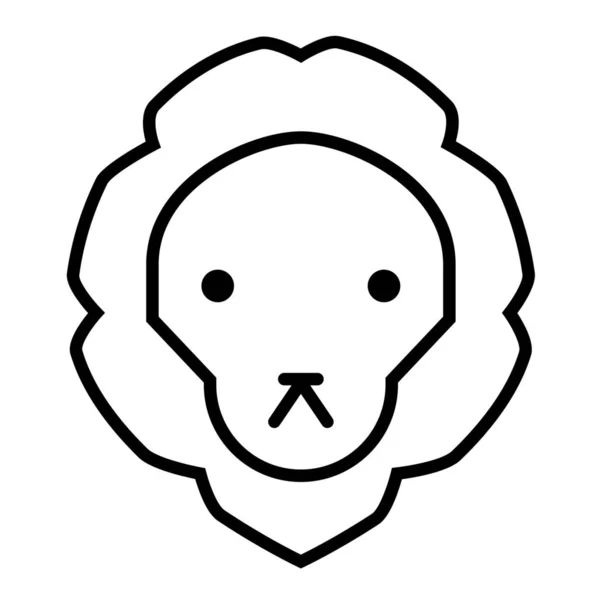动物狮脸图标 轮廓风格 — 图库矢量图片