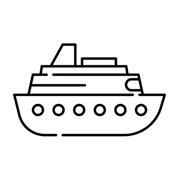 Crucero Barco Icono Lineal Estilo Esquema — Vector de stock
