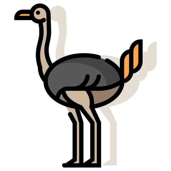 Icona Dell Uccello Animale Africano Stile Contorno Riempito — Vettoriale Stock