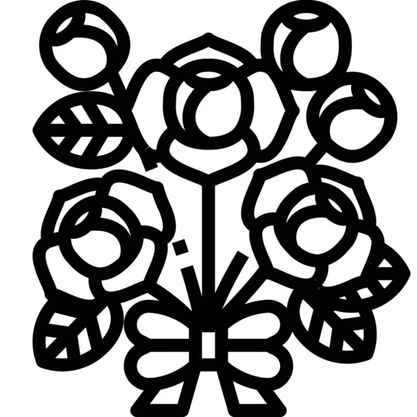 Bouquet Fleur Amour Icône — Image vectorielle