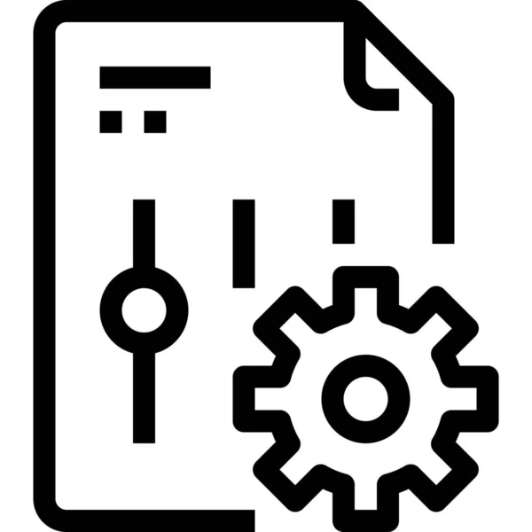 Document Bestand Versnelling Pictogram Grote Lijnen Stijl — Stockvector