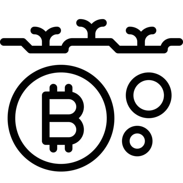 Bitcoin Btc Coin Icon Outline Style — Stock Vector