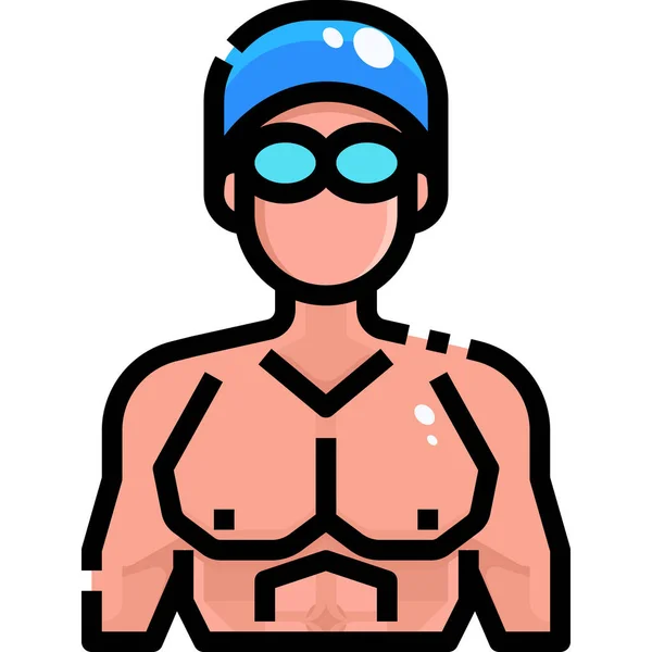 Avatar Spor Yüzücü Simgesi Doldurulmuş Dış Hat Biçimi — Stok Vektör