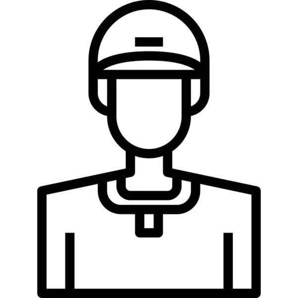 Icono Masculino Béisbol Avatar Estilo Esquema — Vector de stock