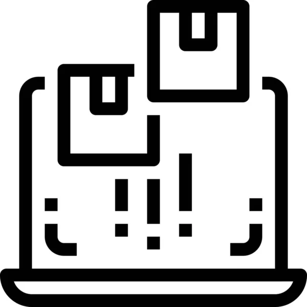 Box Delivery Laptop Symbol Outline Stil — Stockvektor