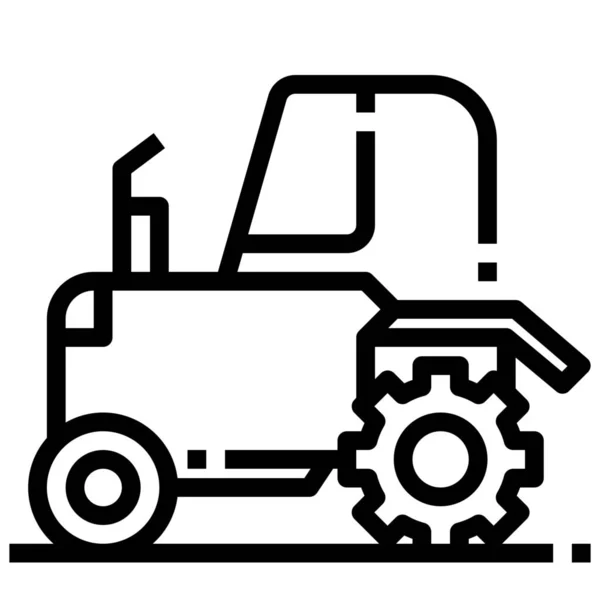 Agricultura Tractor Transporte Icono Estilo Esquema — Archivo Imágenes Vectoriales