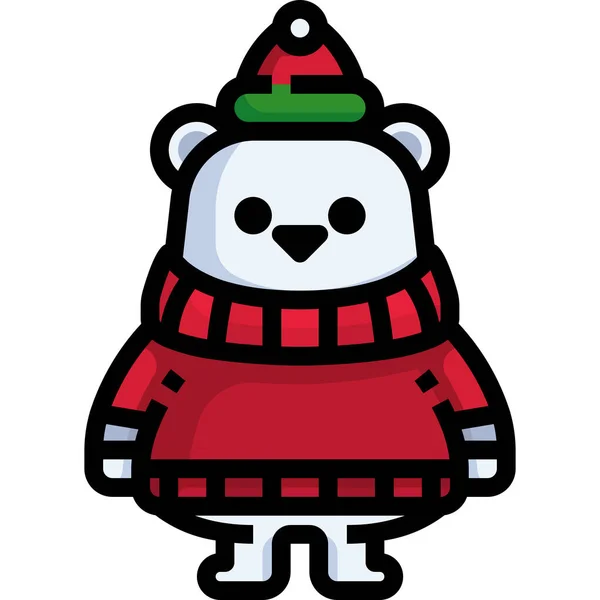 Animal Oso Icono Navidad — Vector de stock