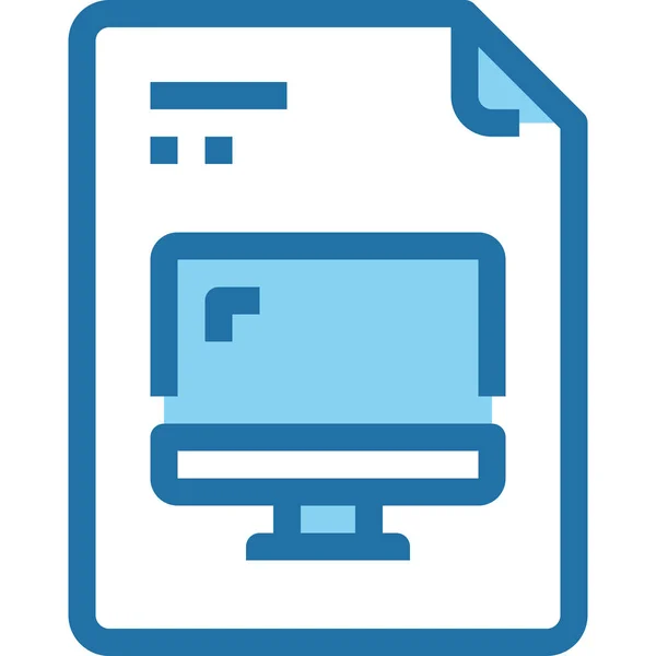 Icono Documento Digital Computadora Estilo Contorno Lleno — Archivo Imágenes Vectoriales