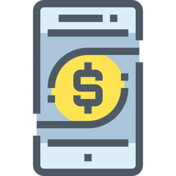Mobilní Ikona Bankovního Bankovnictví Vyplněném Stylu Osnovy — Stockový vektor