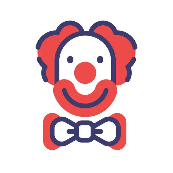 Icône Clown Cirque Carnaval Dans Style Contour Rempli — Image vectorielle