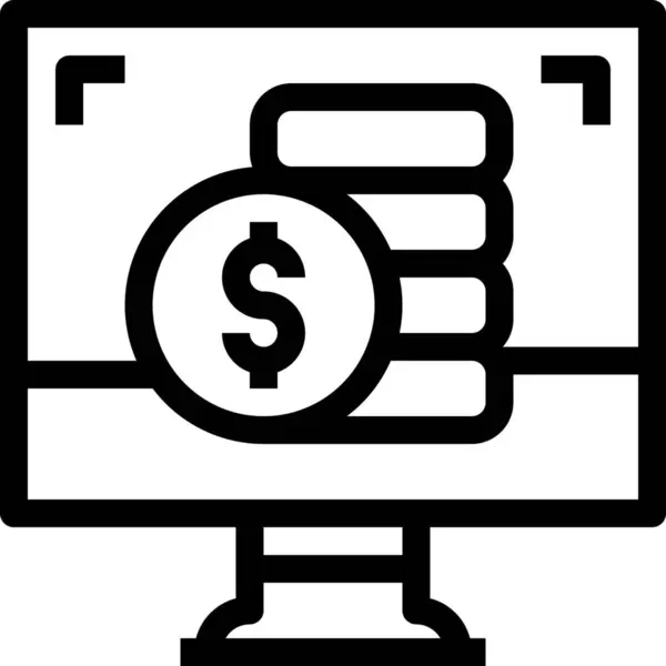 Icône Commerce Affaires Bancaire Dans Style Contour — Image vectorielle