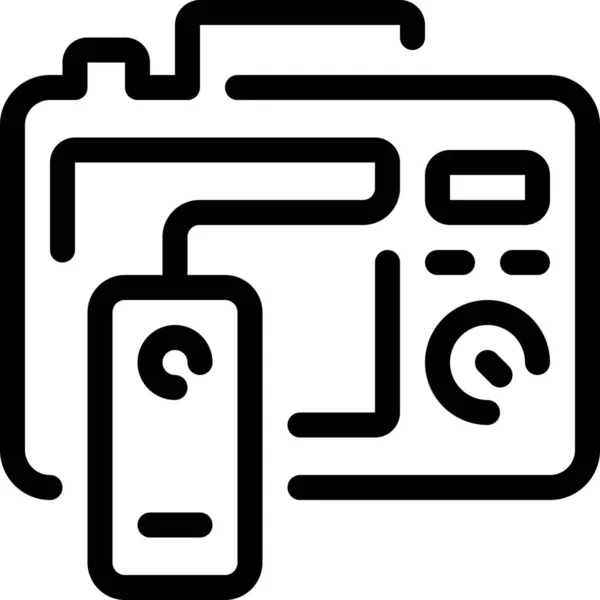 Icona Digitale Del Dispositivo Della Fotocamera Stile Outline — Vettoriale Stock