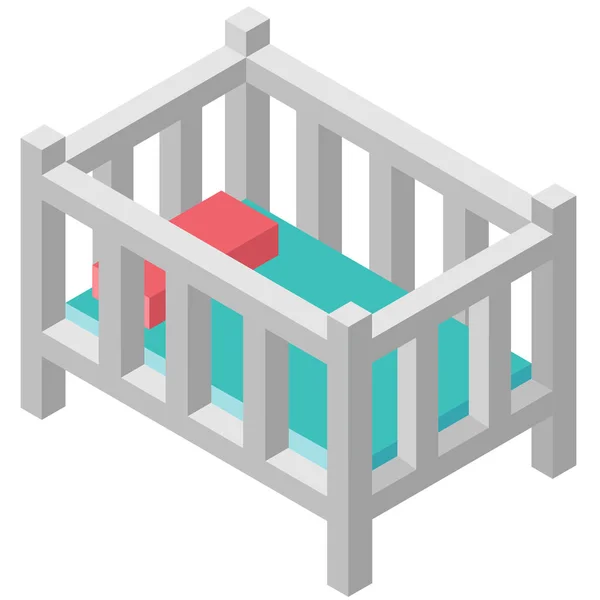 Kinderbett Ikone Isometrischen Stil — Stockvektor