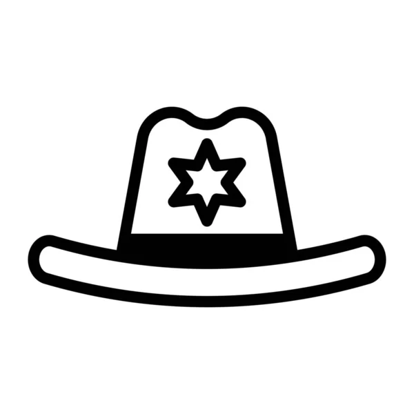 Chapeau Cow Boy Américain Icône Shérif Dans Style Solide — Image vectorielle