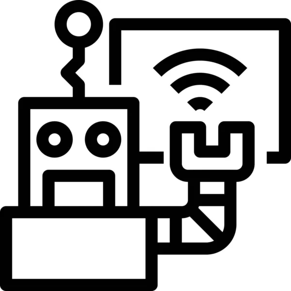Android Robot Cyborg Simgesi Taslak Stilinde — Stok Vektör