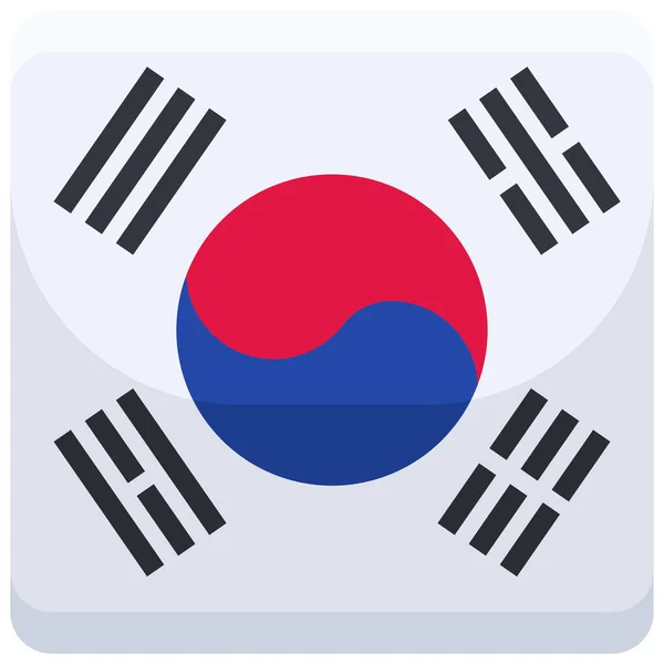 Ilçe Bayrak Kore Simgesi Düz Stil — Stok Vektör