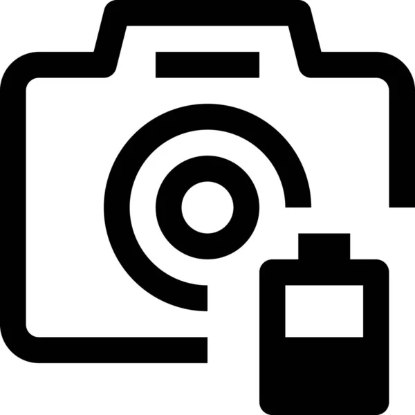 Icona Dell Attrezzatura Della Macchina Fotografica Della Batteria Stile Outline — Vettoriale Stock