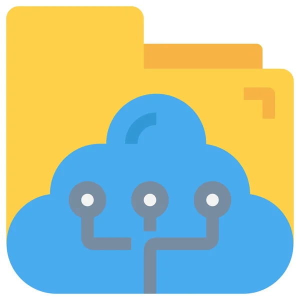 Cloud Data Dokument Ikon Platt Stil — Stock vektor