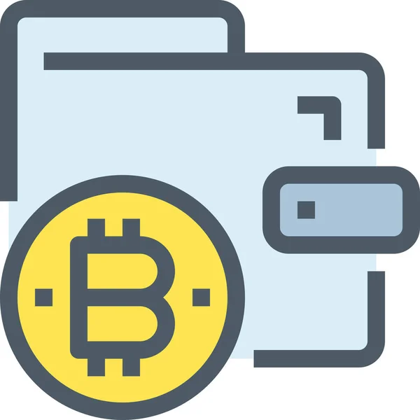 Bank Bitcoin Cryptocurrency Ikon Kitöltött Vázlatos Stílusban — Stock Vector