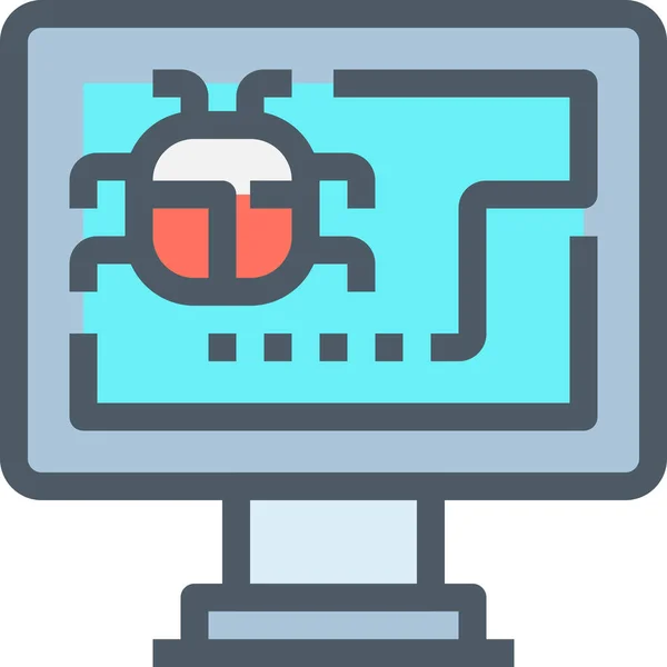 Bug Computer Crime Icon Filled Outline Style — Stock Vector