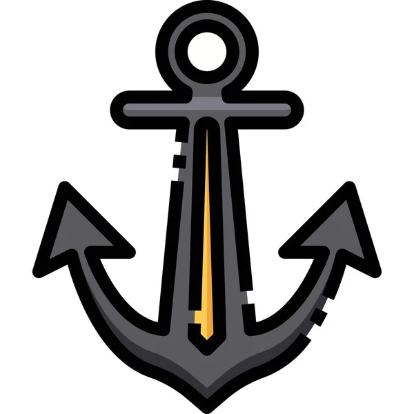 Anchor Navigation Navy Icon Filled Outline Style — Stock Vector