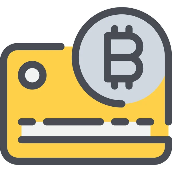 Bitcoin Tarjeta Crédito Icono Moneda Estilo Contorno Lleno — Vector de stock