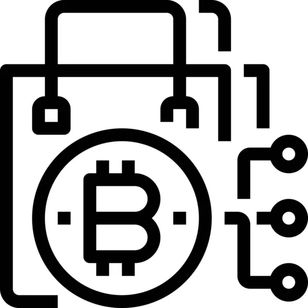 Taška Banka Bitcoin Ikona Stylu Osnovy — Stockový vektor