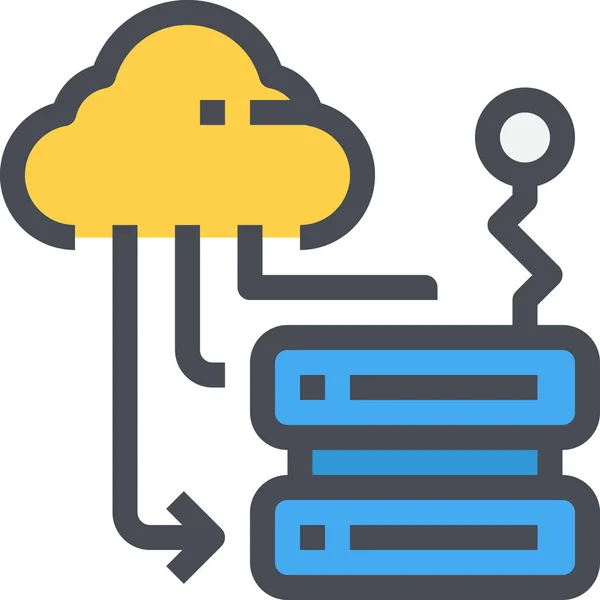 Cloud Data Database Icoon Gevulde Omtrek Stijl — Stockvector