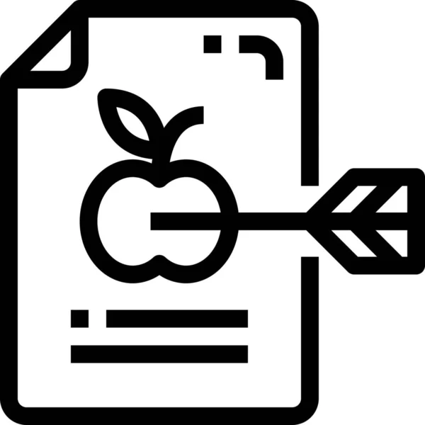 Icono Del Conocimiento Educación Manzana Estilo Esquema — Vector de stock