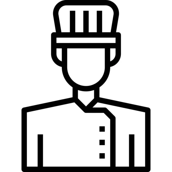Avatar Chef Icono Masculino Estilo Esquema — Archivo Imágenes Vectoriales