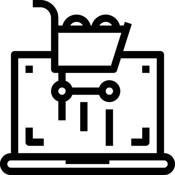 Business Cart Computer Icoon Outline Stijl — Stockvector