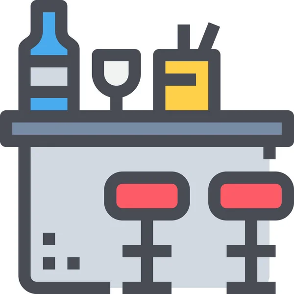 Bar Alcohol Icono Cafetería Estilo Contorno Lleno — Vector de stock