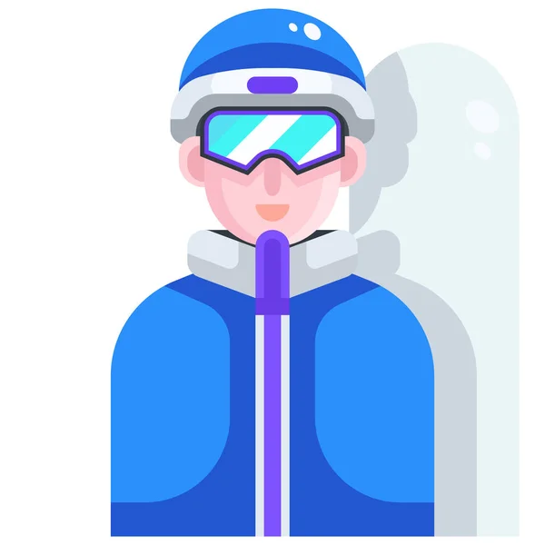 Avatar Snowboard Snowboarder Ikone Flachen Stil — Stockvektor