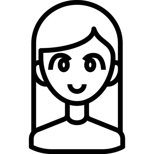 Avatar Girl Happy Icon Outline Style — 스톡 벡터