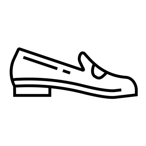 Voet Draagt Loafer Penny Icoon Outline Stijl — Stockvector