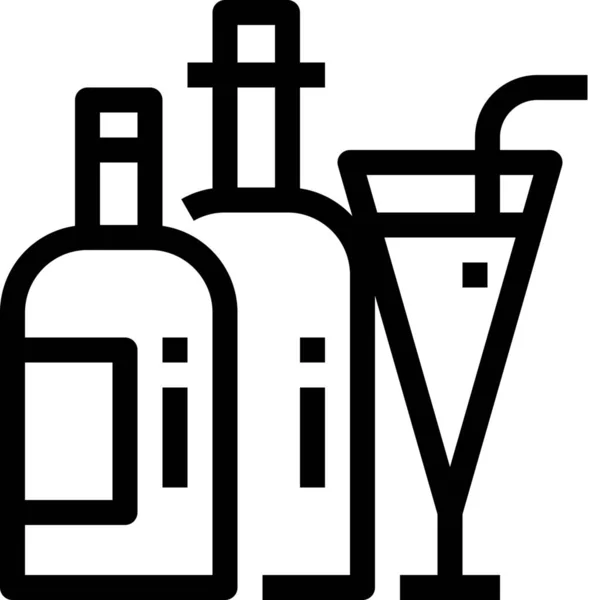 Icono Cóctel Botella Bebida Estilo Esquema — Vector de stock