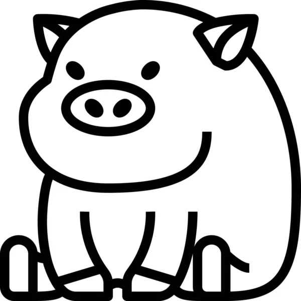 Animali Avatar Fattoria Icona Stile Outline — Vettoriale Stock