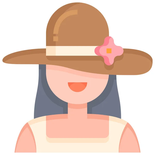 Mujer Chica Sombrero Icono Categoría Primavera — Vector de stock