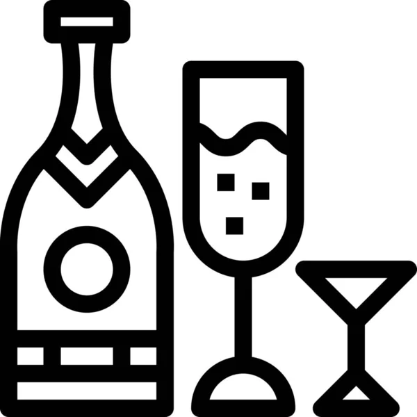 Ikona Svátků Šampaňského Stylu Osnovy — Stockový vektor