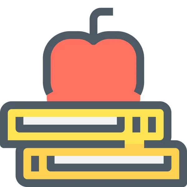 Educación Manzana Aprender Icono Estilo Contorno Lleno — Vector de stock