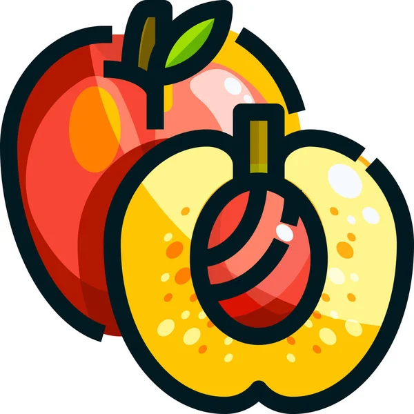 Fruit Alimentaire Icône Fruits Dans Style Contour Rempli — Image vectorielle