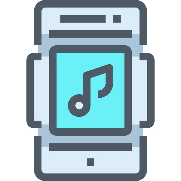 Mobile Music Smartphone Icon Filled Outline Style — Stock Vector